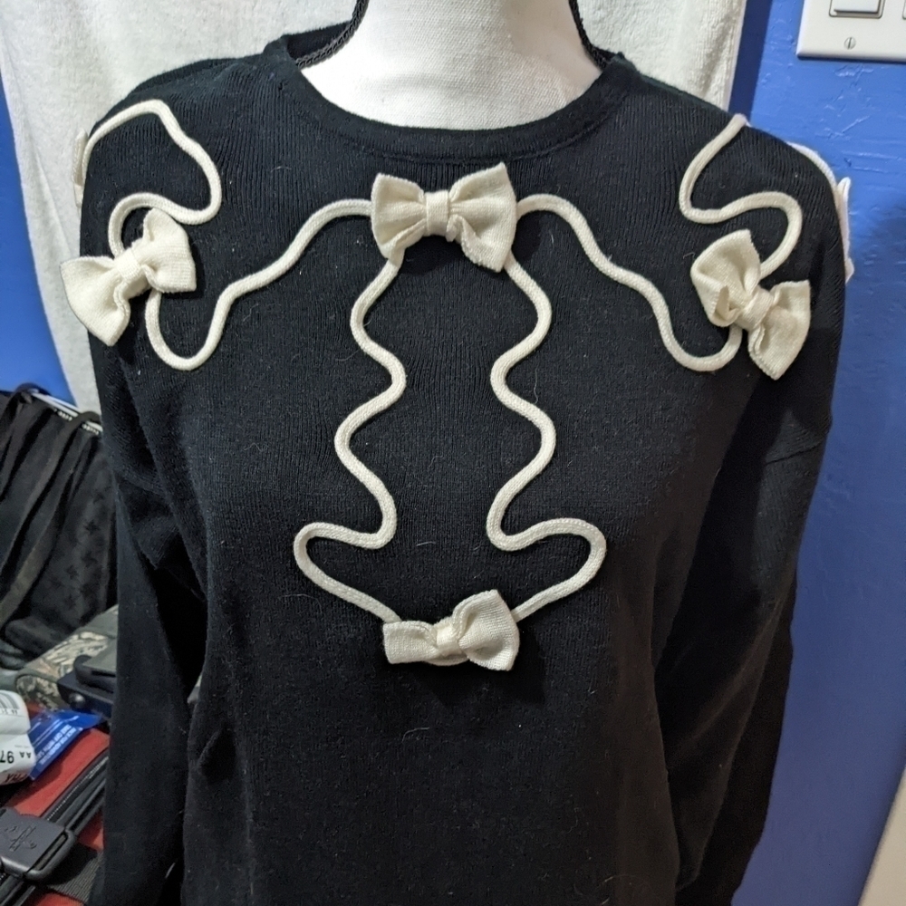 Black Mass Transit Sweater with Bows
